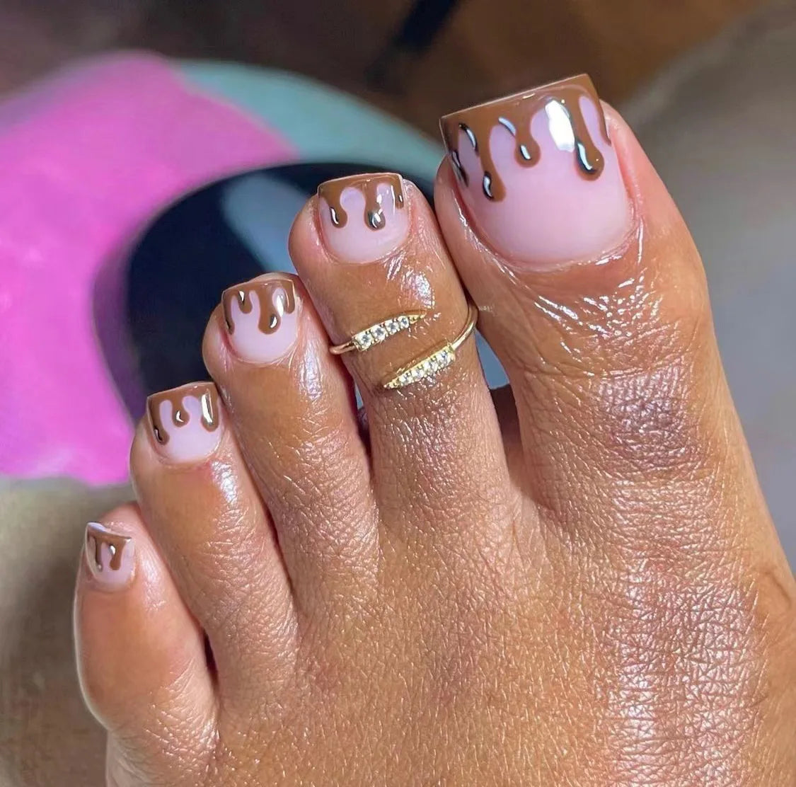 Colorful French Pedi Extensions